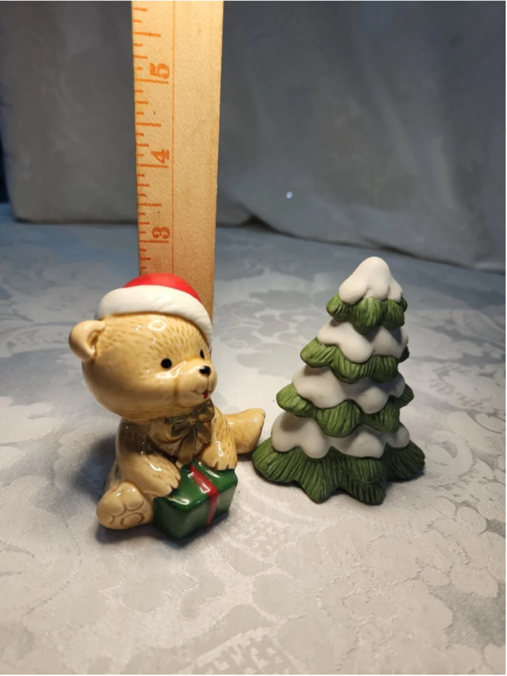 Vintage Homco Ceramic 5101 Christmas Tree & Teddy Bear (JAPAN)Set